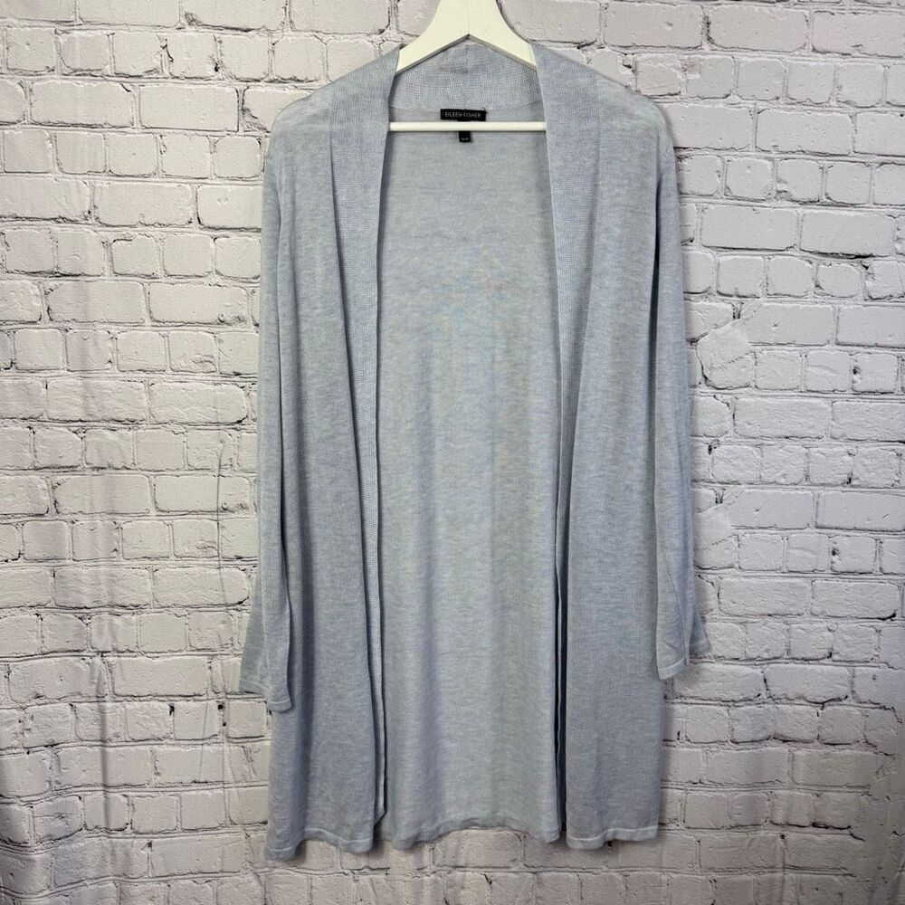 Eileen Fisher Open Cardigan Straight Long Tencel Wool Size Medium B
